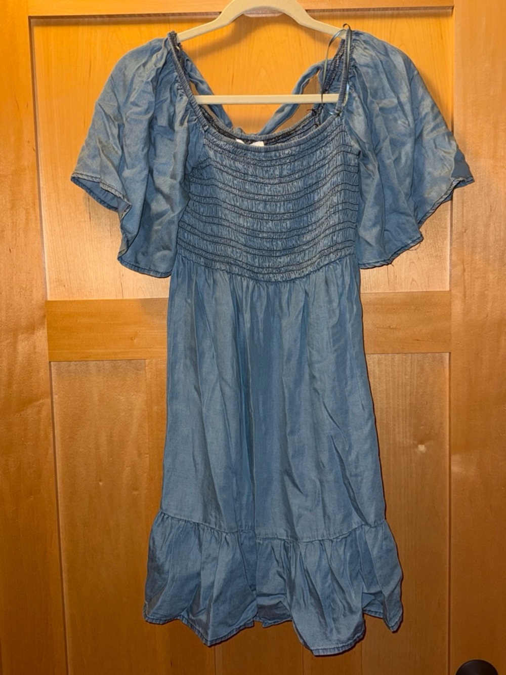 Blu Pepper Light Blue Smocked Midi Dress